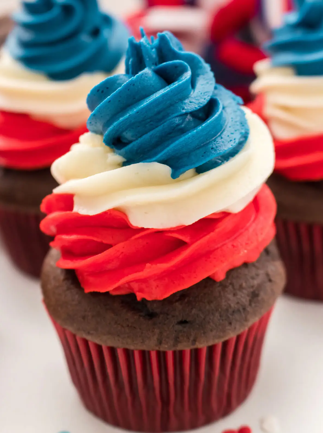 Decadent Patriotic Swirl Cupcakes