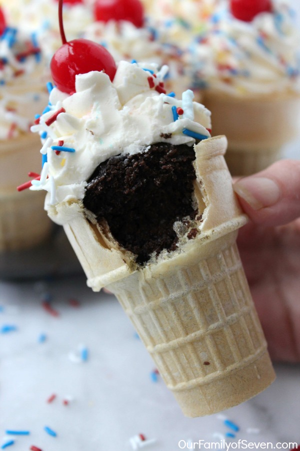 Red, White, and Blue Ice Cream Cone Cupcakes