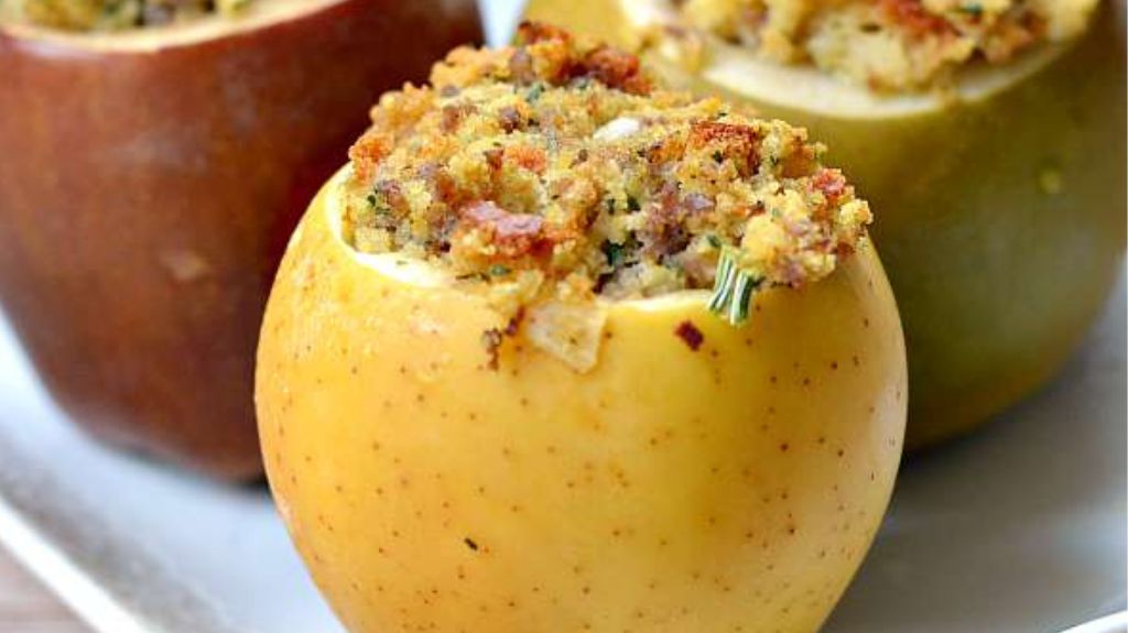 Baked Apples with Sausage Stuffing